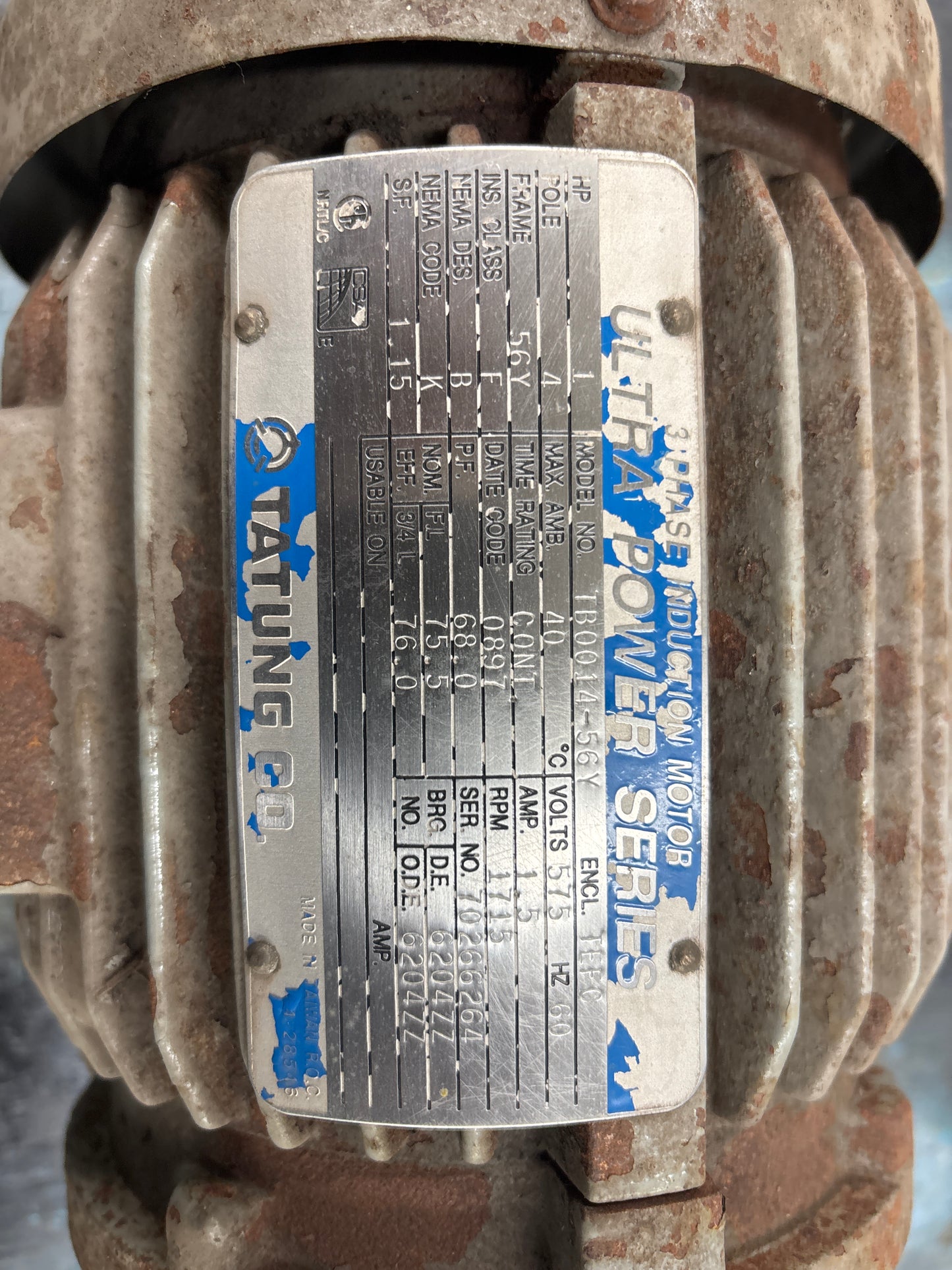 Moteur 1HP - 575V - 3 phases